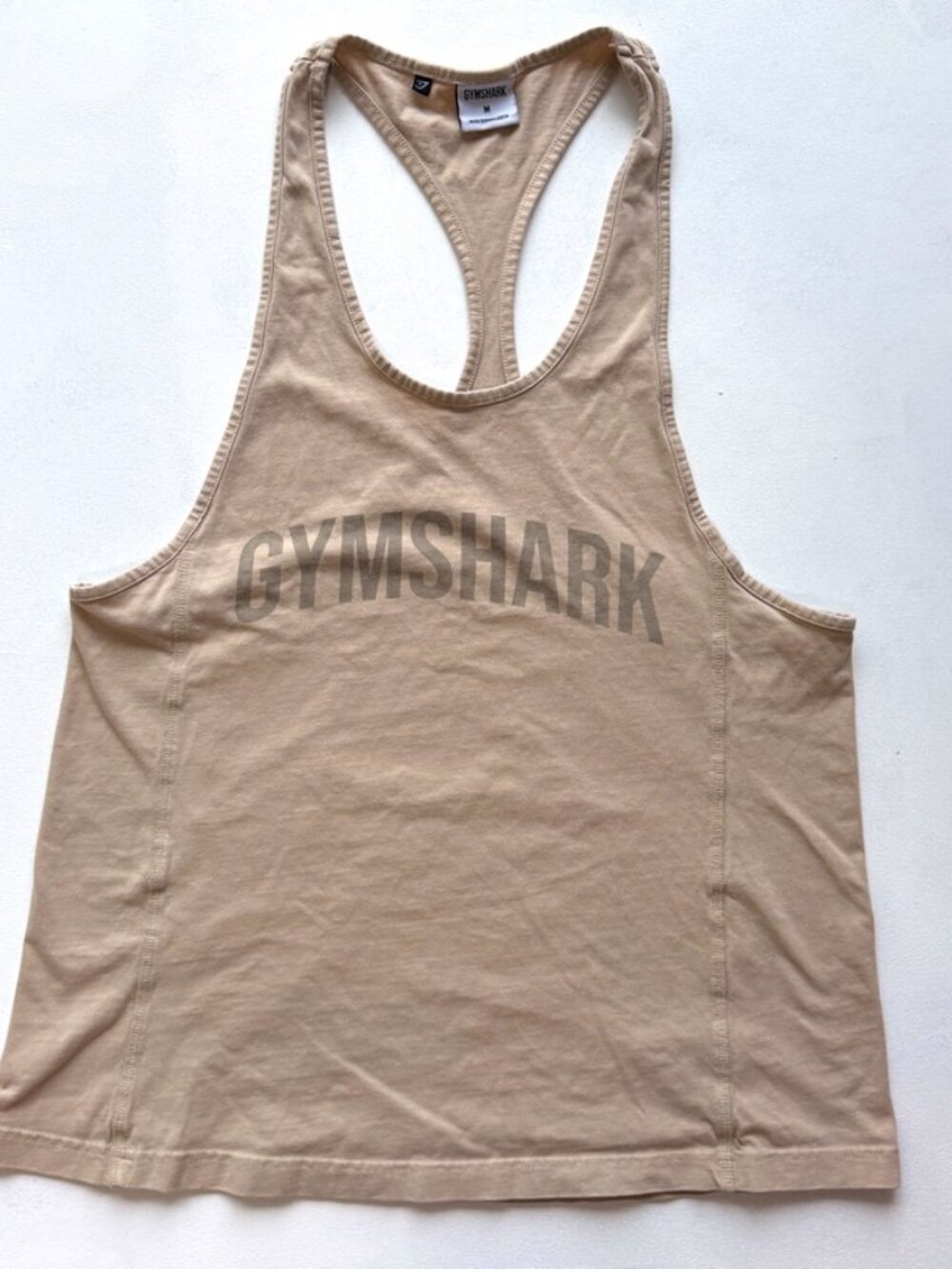 Gymshark Legacy Stringer Tank Top Beige Cotton M